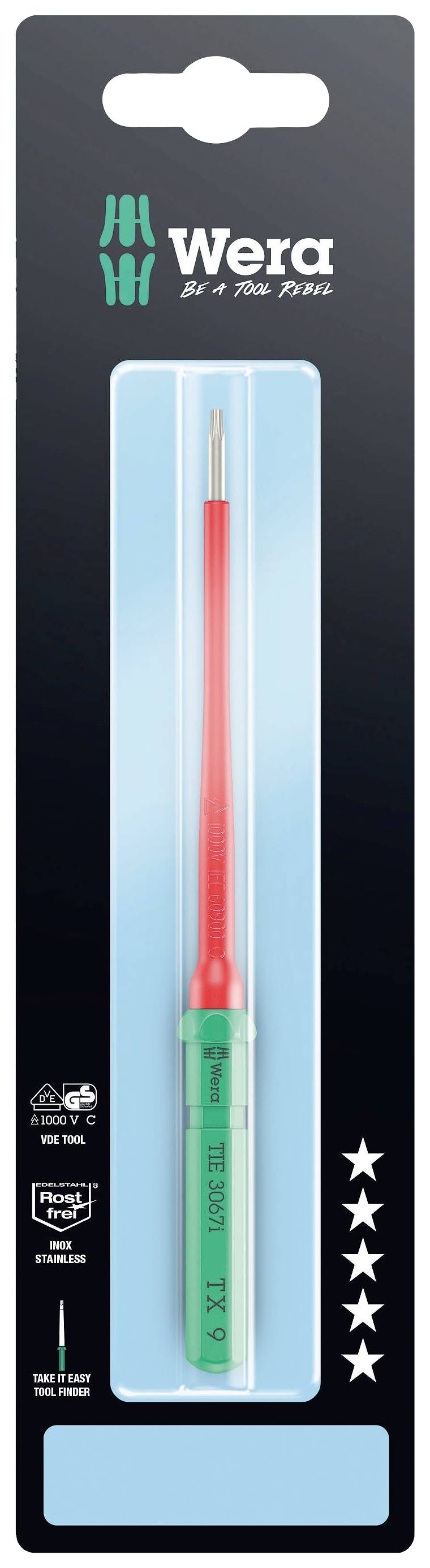 Wera Kraftform Kompakt VDE 3067 i TX 9 x 157mm TIE SB Elektriker TORX Wechselklinge