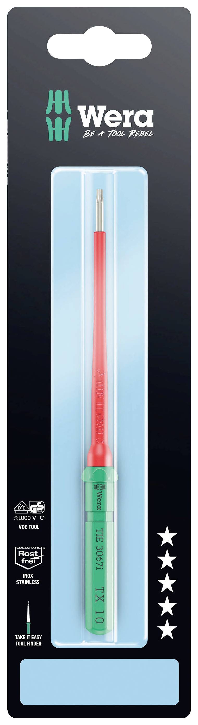 Wera Kraftform Kompakt VDE 3067 i TX 10x157mm TIE SB Elektriker TORX Wechselklinge TX 10