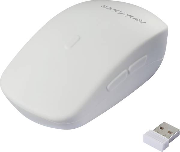 Renkforce RF-WRM-300  Hygiene-Maus Kabellos   Optisch Weiß 5 Tasten 800 dpi, 1000 dpi, 1200 dpi Spritzwassergeschützt