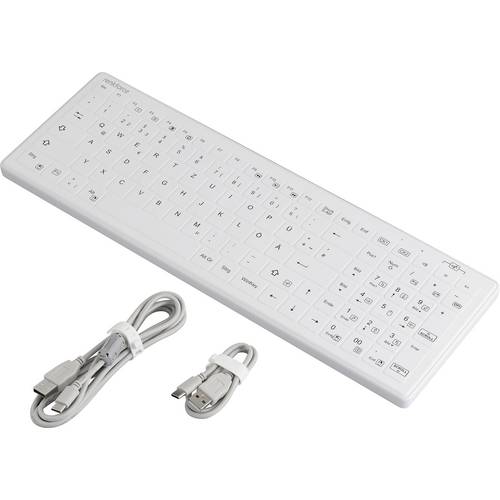 Thumbnail - Renkforce RF-WPIK-500 USB Hygiene-Tastatur Deutsch, QWERTZ Weiß Silikonmembran, IP65, Maustasten, Abnehmbares Kabel, Ger...