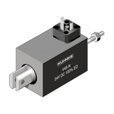 Elektromagnet des Typs V45-N von Kuhnke mit einer Spezifikation von 24V DC und 100% ED, rechteckige Form mit Schraubanschluss.
