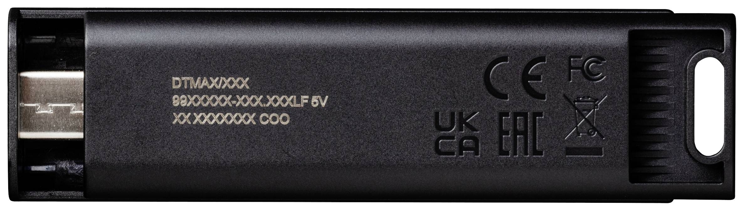 Ein schwarzer USB-Stick mit technischen Markierungen und einem USB-Stecker.