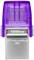 'Lila USB-Stick der Marke Kingston mit 128GB Speicherplatz. Modellname: DTmicroDuo 3C.'