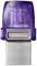 Ein lila USB-Stick der Marke Kingston mit 256 GB Kapazität, Modell 'DT microDuo 3C'.