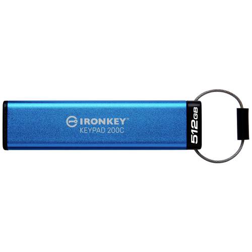 Kingston IronKey Keypad 200C USB-Stick Retail 512 GB Blau IKKP200C/512GB USB-C®