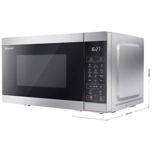 Thumbnail - Sharp YC-MG02E-S Mikrowelle Silber 800 W mit Display, Grillfunktion