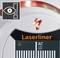 Symbol für Augengefährdung neben Gerät mit Anzeige: Laserliner, 110V/230V, Warnzeichen für elektrischen Schlag oben.