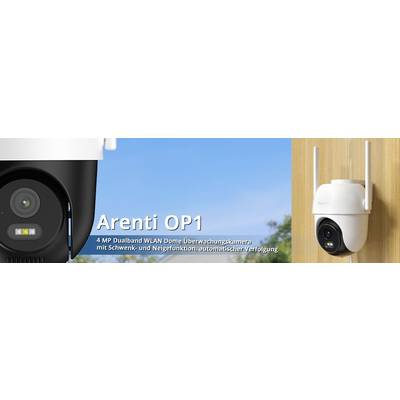 Überwachungskamera Arenti OP1, 4 MP, Dualband-WLAN, mit Schwenk- und Neigefunktion, automatische Verfolgung.