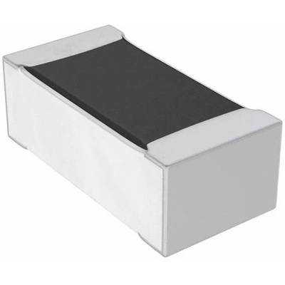 Ein kleines, rechteckiges elektronisches Bauteil, möglicherweise ein oberflächenmontierbarer Widerstand oder Kondensator, mit einem dunklen zentralen Gehäuse und helleren Enden.