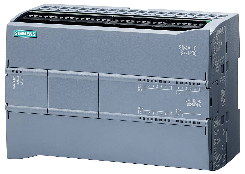 Industrie-Automatisierungsgerät Siemens SIMATIC S7-1200, graues Gehäuse, verwendet für Steuerungsaufgaben in Produktionsanlagen.