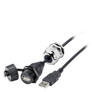 USB-Verlängerungskabel mit wasserdichter Steckverbindung und Abdeckung, geeignet für raues Wetter und Outdoor-Einsätze.