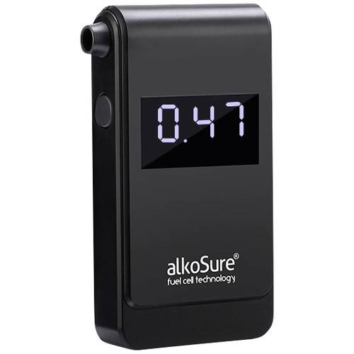 alkoSure Alkoholtester Schwarz (matt) 0.00 bis 4.00 ‰ inkl. Display, Verschiedene Einheiten anzeigbar
