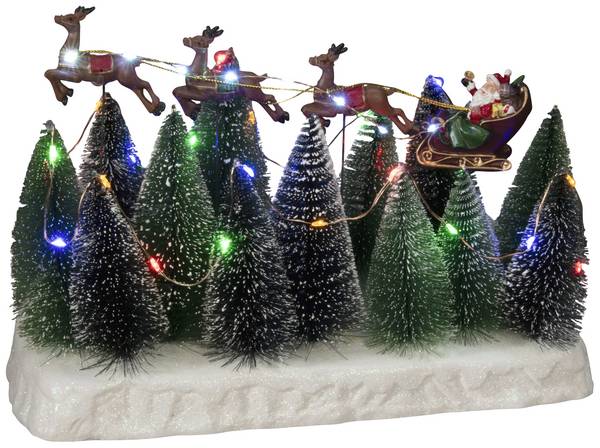 Konstsmide 4176-000 LED-Szenerie Weihnachtsmann im Schlitten mit Rentieren    Mehrfarbig LED Bunt mit Glitzer