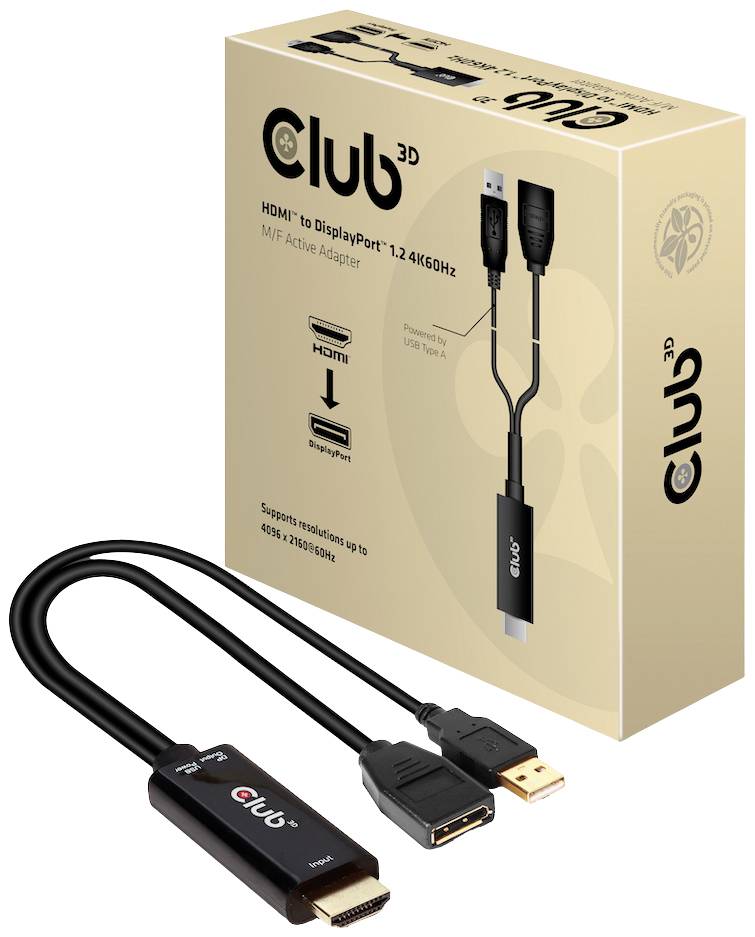 club3D CAC-1331 HDMI / DisplayPort Adapter [1x HDMI® - 1x DisplayPort] Schwarz