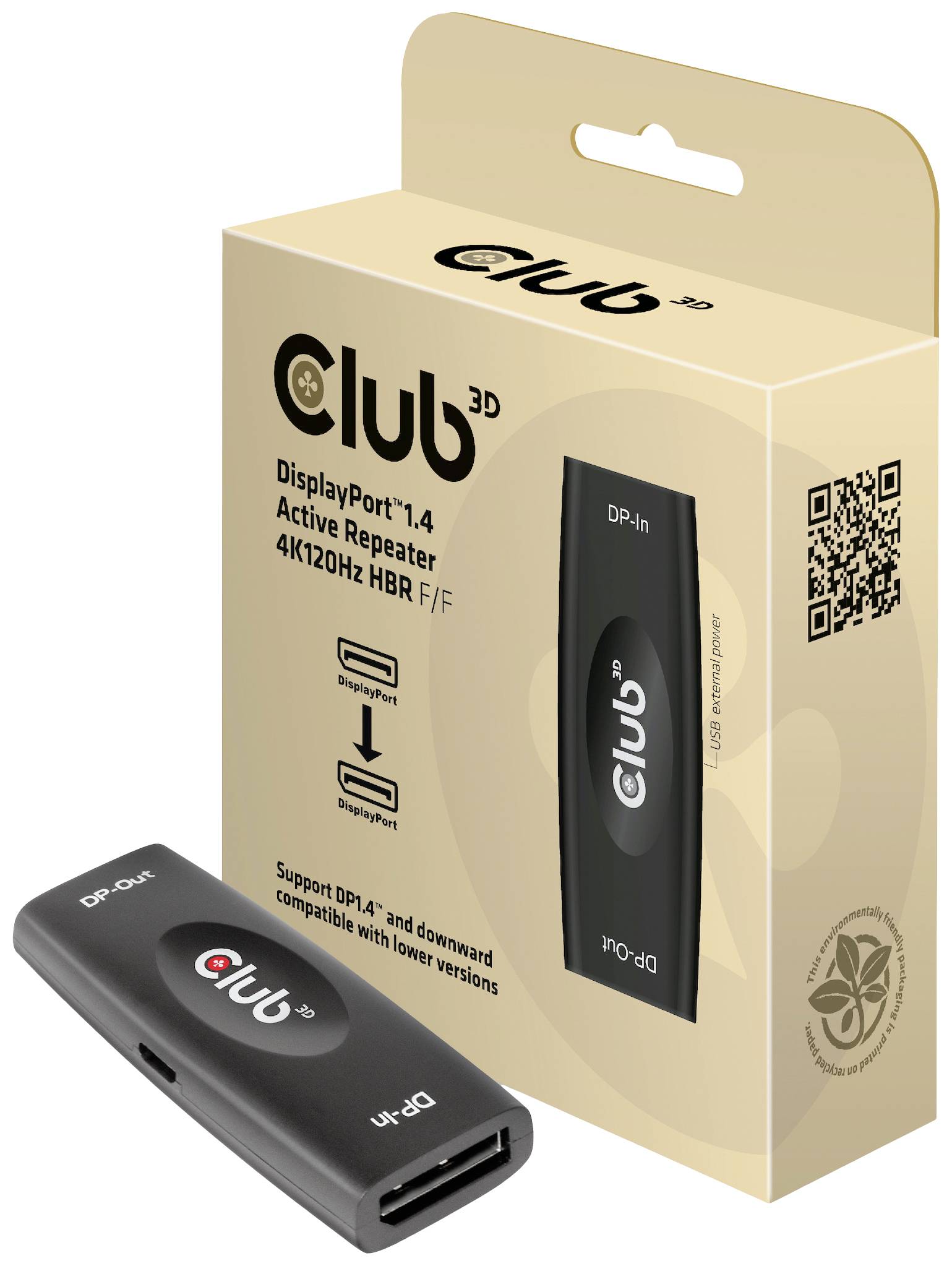 CLUB3D DisplayPort 1.4 Active Repeater 4K120Hz HBR3 F/F