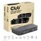 'Club 3D HDMI KVM Switch für Dual HDMI 4K 60Hz'. Produktfoto zeigt den Switch mit zwei HDMI-Anschlüssen und USB-Ports. Verpackung im Hintergrund.