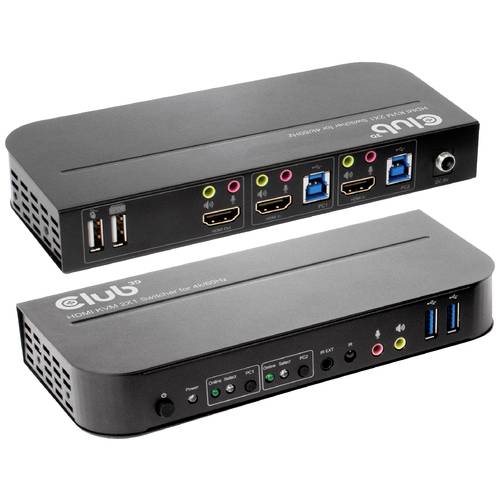 club3D KVM Switch 4K60Hz KVM-Umschalter HDMI Fernbedienung 4096 x 2160 Pixel