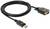 Schwarzes DisplayPort-zu-VGA-Kabel zur Verbindung eines Computers mit einem Monitor, etwa 1 Meter lang, mit vergoldeten Steckern.
