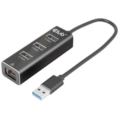 club3D CSV-1430A USB 3.2 Gen 1 (USB 3.0) / RJ45 Adapter Schwarz 18 cm