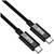 Schwarzes USB-C-Kabel mit zwei Steckern, geeignet zum Aufladen und Datentransfer zwischen kompatiblen Geräten.