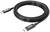 Schwarzes USB-C-Kabel mit zwei Steckern, aufgerollt. Geeignet für Verbindungen zwischen Geräten wie Smartphones, Laptops oder Tablets.