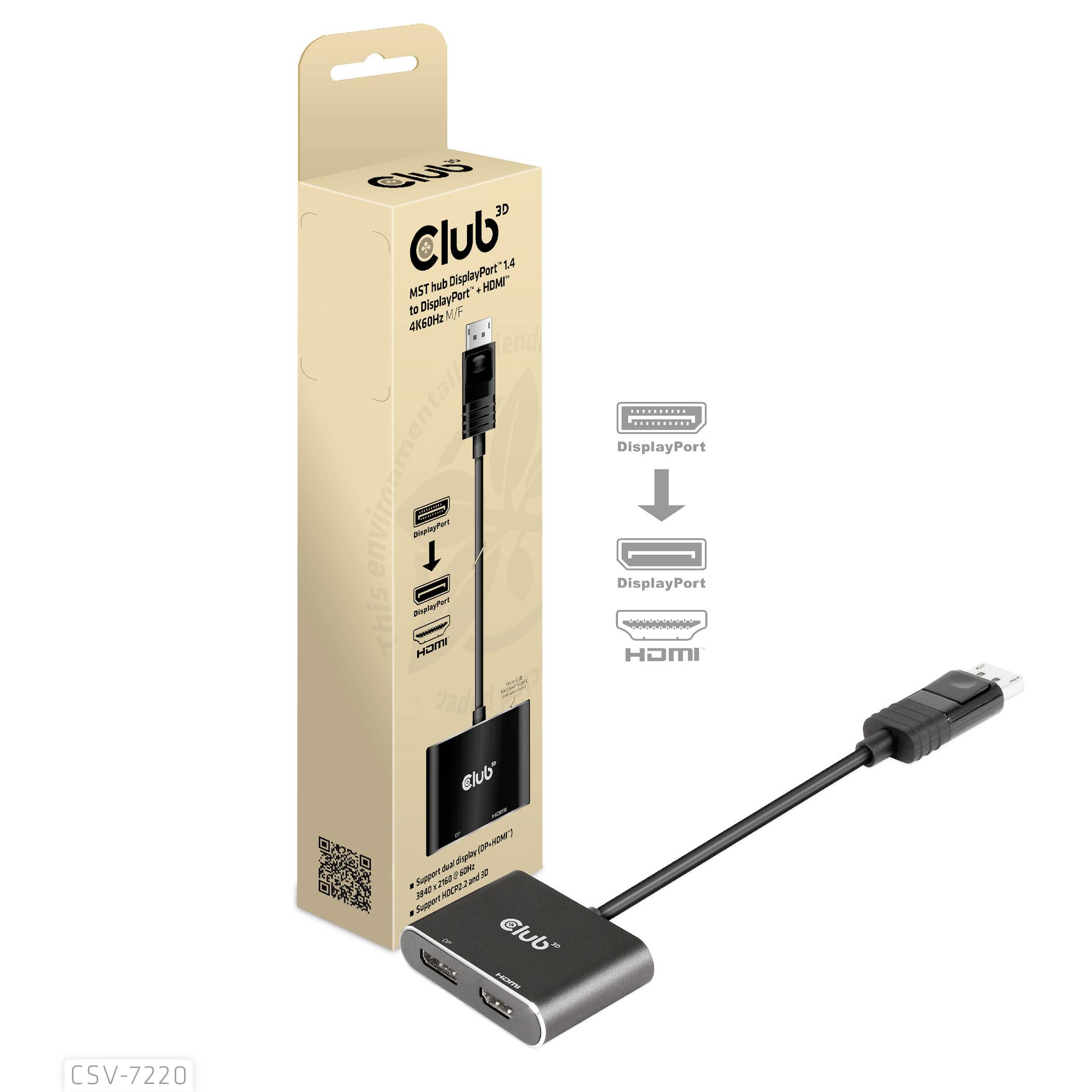 DisplayPort zu HDMI Adapter, 15cm, schwarz, mit Verpackung. Kompatibel mit DisplayPort 1.4 und HDCP 2.2. Unterstützt 4K-Videoübertragung.