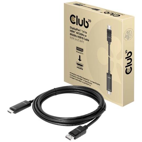 club3D DisplayPort / HDMI Anschlusskabel DisplayPort Stecker, HDMI-A Stecker 3.00 m Schwarz CAC-1087 DisplayPort-Kabel