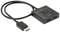 HDMI-Bidirektionaler Switch mit zwei HDMI-Ausgängen und einem HDMI-Eingang, schaltbar per Knopfdruck, für Multimedia-Anwendungen.