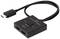 Ein schwarzer HDMI-Bidirectional-Switch mit einem Eingangskabel und zwei Ausgängen, erkennbar an der Aufschrift 'HDMI Bidirectional Switch'.