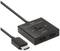 Schwarzer HDMI-Bi-Directional-Switch mit zwei HDMI-Anschlüssen. Gerät zum Umschalten zwischen zwei HDMI-Quellen oder -Zielen.