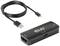 Ein schwarzer USB-zu-DisplayPort-Adapter mit einem angeschlossenen Kabel. Der Adapter unterstützt die Umwandlung von USB auf DisplayPort.