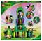 LEGO-Set 'Wicked'-Motiv: Grünes Gebäude mit Turm, Figuren wie Hexe und Löwe, in Landschaft. Elemente aus 'Wicked'.