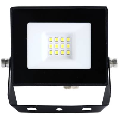 Ein LED-Flutlicht mit quadratischem Rahmen und sichtbaren LEDs in der Mitte, montierbar an zwei seitlichen Halterungen.