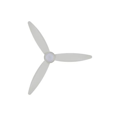 Dreiblättriger Ventilator mit gleichmäßig verteilten weißen Flügeln in ruhender Position, vor einem weißen Hintergrund.