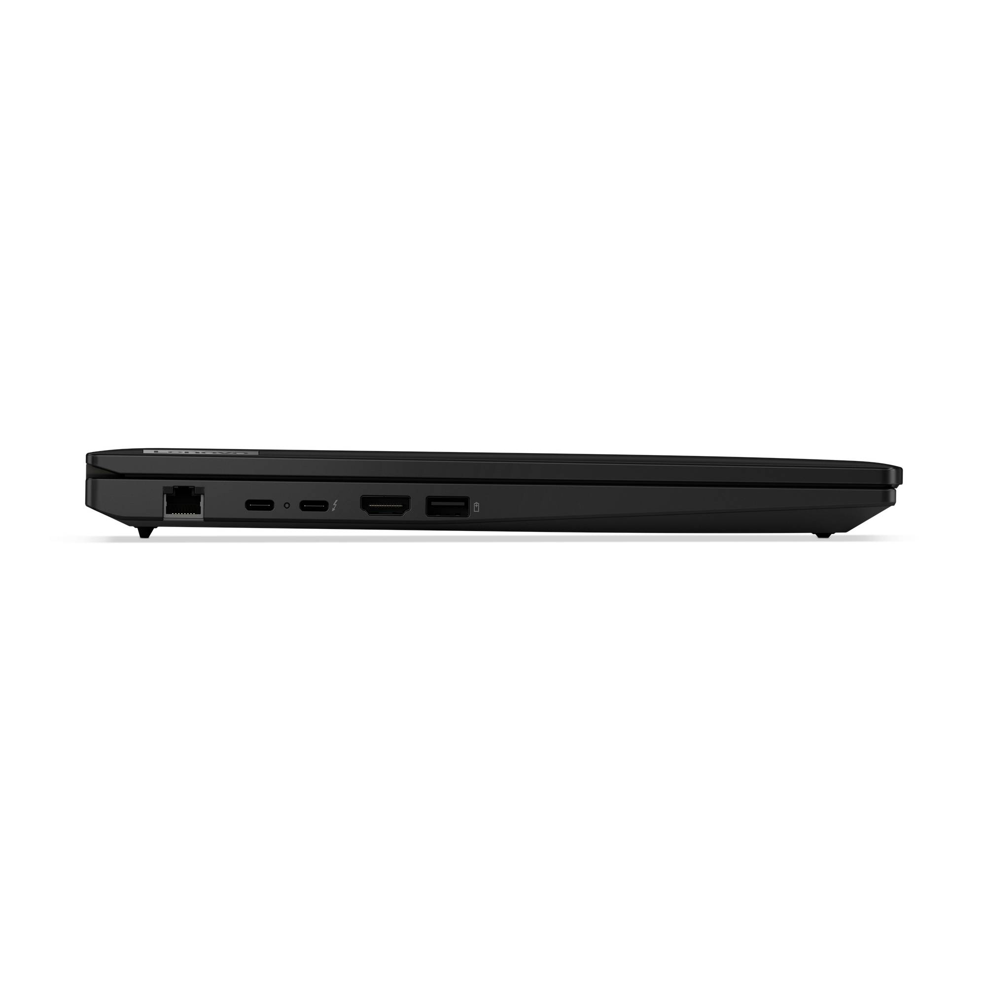 Ein Laptop seitlich gezeigt, mit verschiedenen Anschlüssen sichtbar.