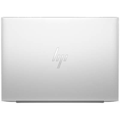Ein silberner Laptop mit einem schlichten Design und dem Markenlogo in der Mitte der Rückseite des Bildschirms.