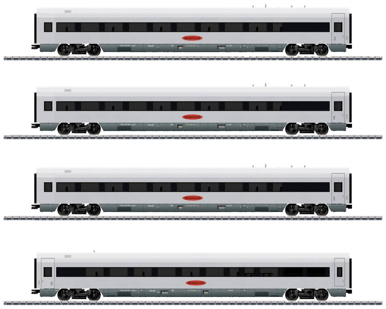 Piko H0 28350 H0 4er-Set Personenwagen Metropolitan Express Train (MET) der DB AG