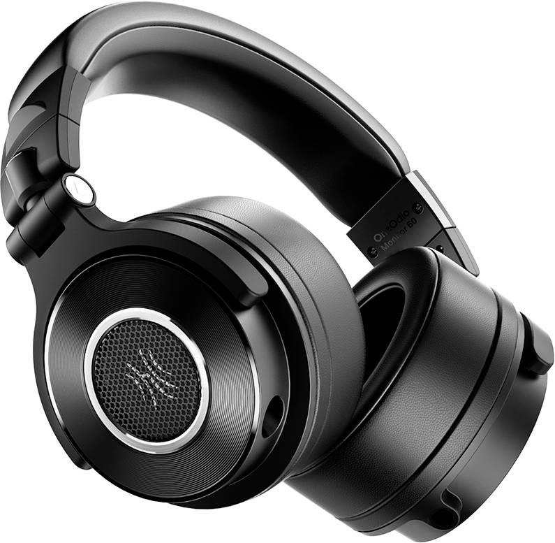 Ein Paar schwarze Over-Ear-Kopfhörer mit gepolsterten Ohrmuscheln und verstellbarem Bügel. Sie vermitteln einen modernen, eleganten Look.