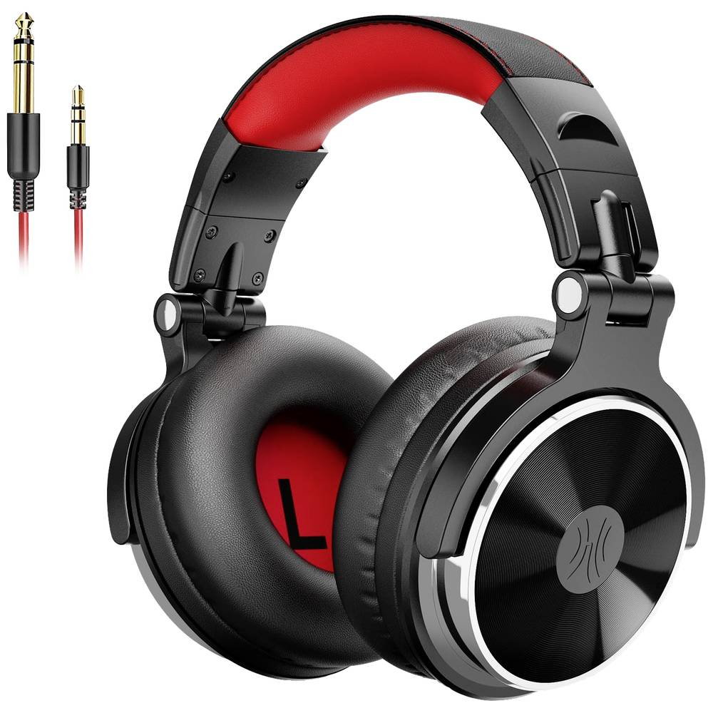 OneOdio Pro-10 Over Ear koptelefoon DJ Kabel Stereo Zwart, Rood High-Resolution Audio Vouwbaar, Zwenkbare oorschelpen
