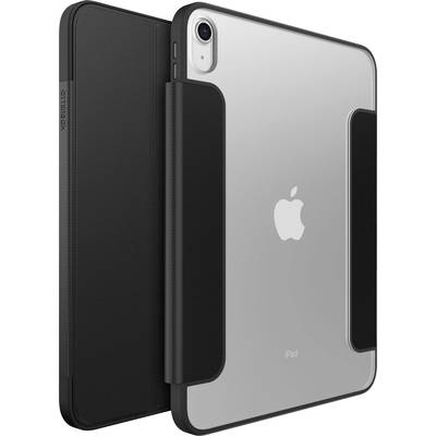 Ein iPad mit einer transparenten Hülle, die das Apple-Logo sichtbar lässt. Die Hülle hat seitliche Griffe für besseren Halt.