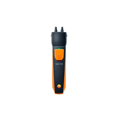 Digitales Manometer Testo 510i zur Messung von Druck. Schwarzes und orangenes Handgerät, kompakt und benutzerfreundlich.
