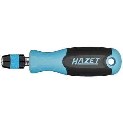 Blauer Schraubendrehergriff mit der Aufschrift 'Hazet', schwarzer Gummigriff und blauer Rückteil.