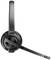 Ein schwarzes Headset mit Mikrofonarm, markiert mit 'PLT', vor weißem Hintergrund.