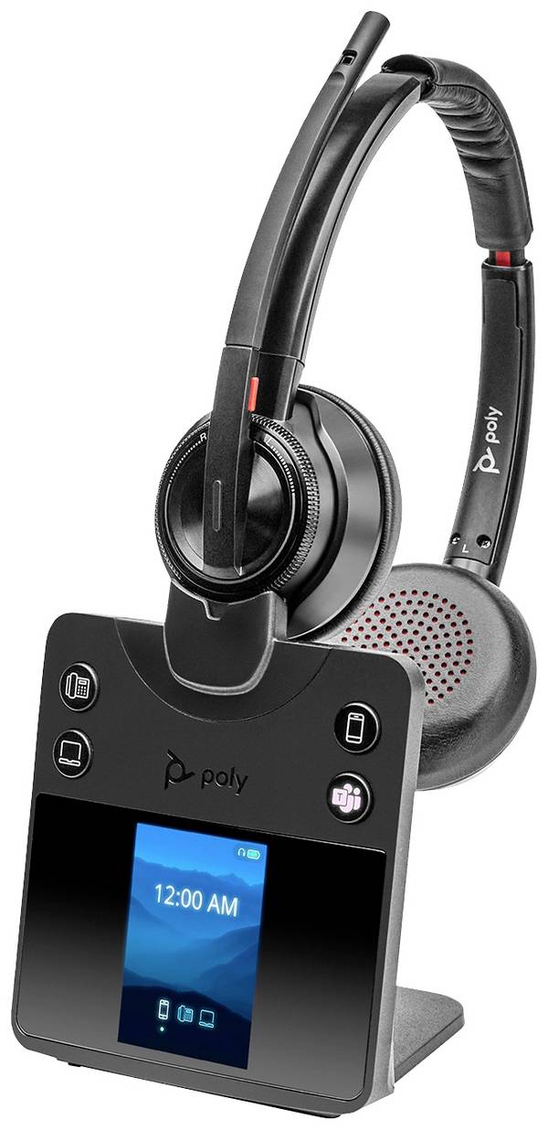 HP Poly Savi 8420 Office  On Ear Headset DECT, Bluetooth® Stereo Schwarz Noise Cancelling Lautstärkeregelung, Mikrofon-Stummschaltung Computer