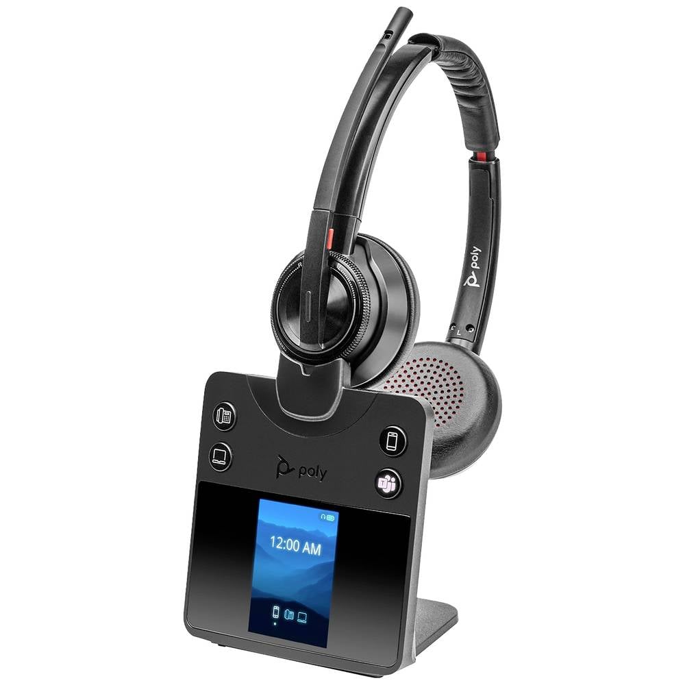 HP Poly Savi 8420 Office On Ear headset Computer DECT, Bluetooth Stereo Zwart Noise Cancelling Volumeregeling, Microfoon uitschakelbaar (mute)