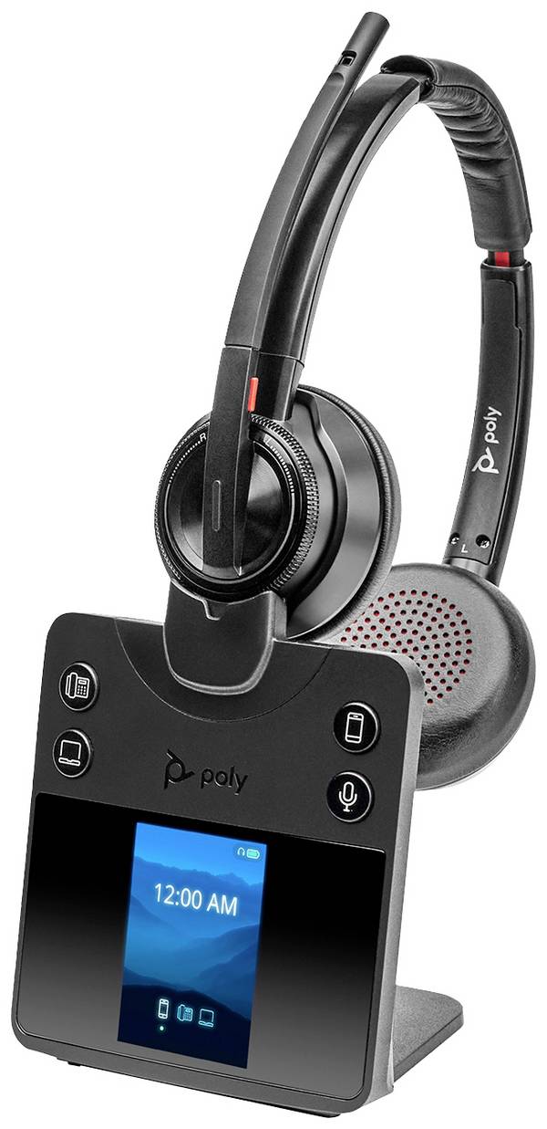 HP Poly Savi 8420 Office DECT On Ear Headset DECT, Bluetooth® Stereo Schwarz Noise Cancelling Lautstärkeregelung, Mikrofon-Stummschaltung Computer