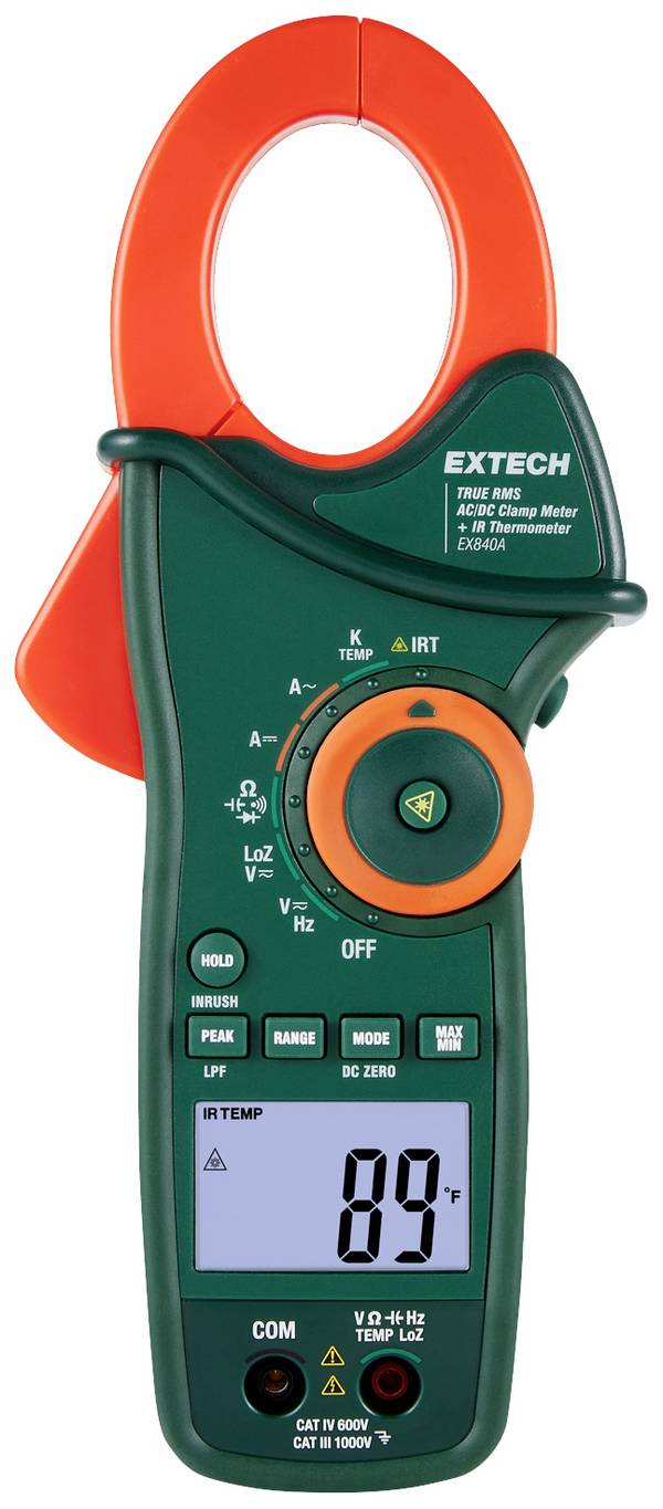 Extech Extech EX840A Stromzange digital IR-Thermometer, LoZ CAT IV 600 V Anzeige (Counts): 6000