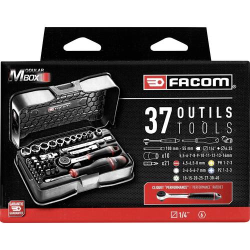 Thumbnail - Facom Steckschlüssel-Adapter-Set 1/4 (6.3 mm) 37teilig R.161-6P6PB
