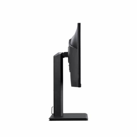 Ein Computerbildschirm von der Seite gezeigt, mit schlankem Design und stabiler Basis.