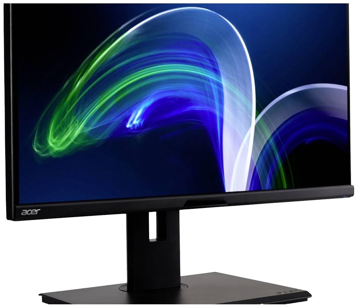 Ein moderner Computerbildschirm der Marke Acer mit einem abstrakten Hintergrund in leuchtenden Blau- und Grüntönen.